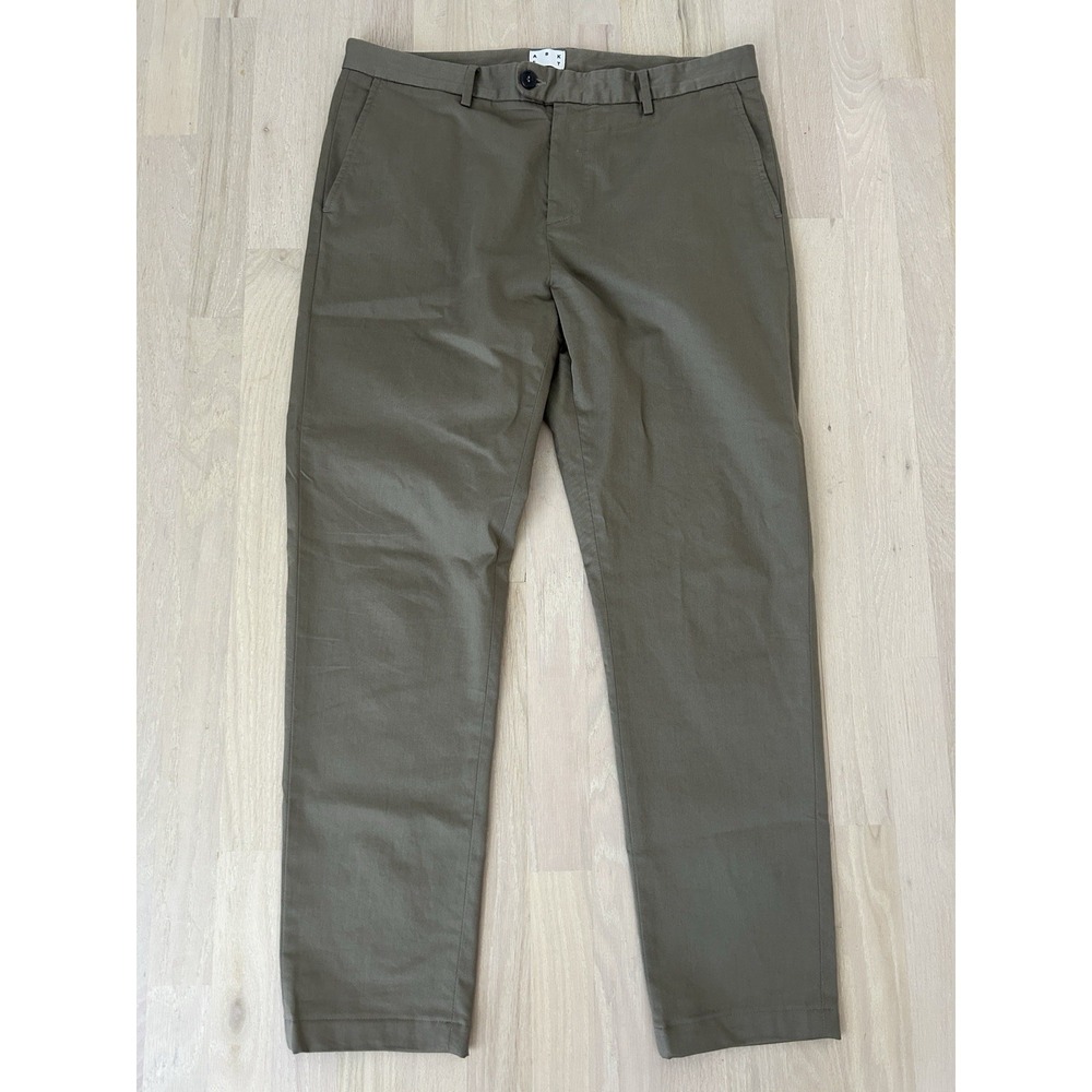 ASKET The Slim Chino Green Pants Green Slim Fit Stretch Cotton Size 33